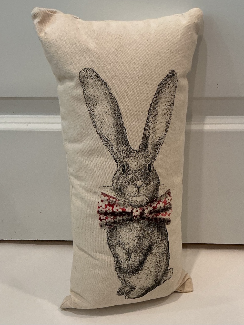 Maya Pickles Rabbit with Floral Bow Accent Pillow